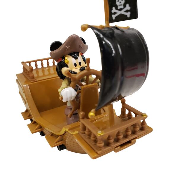 Disney Parks Pirates of the Caribbean Mickey Red White Pullback Pirate Ship - Picture 8 of 11